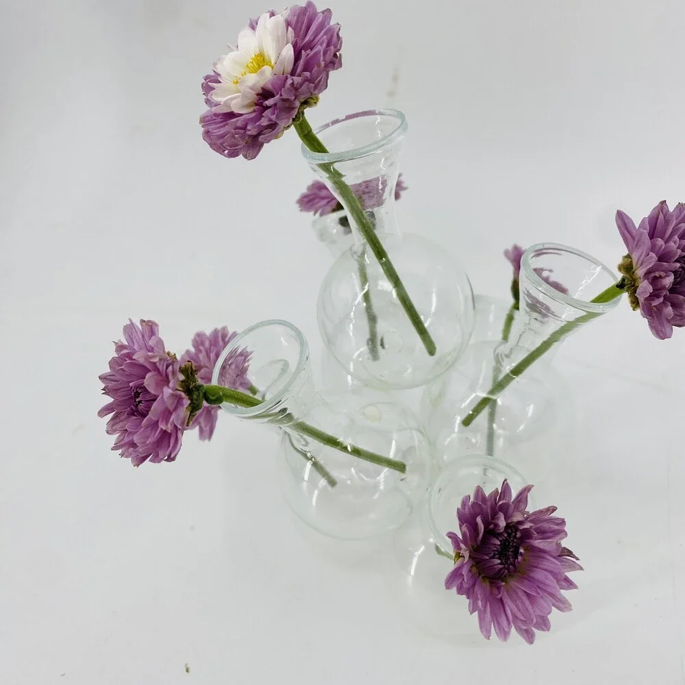 Vintage Arrange-A-Matic Flower Arranger Glass Bud Vase Original Box  2 Stacks